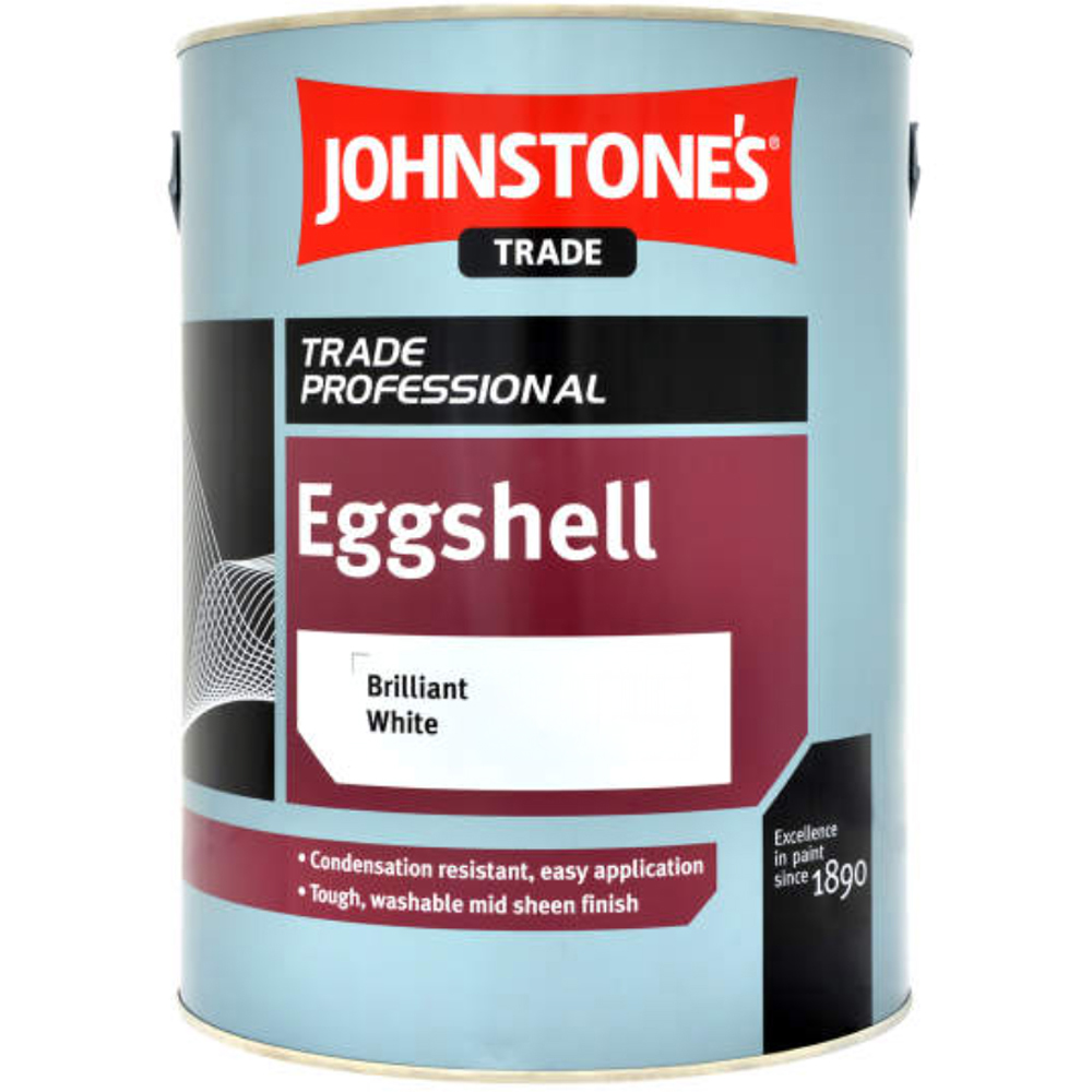 Johnstone's Trade Brilliant White Eggshell Mid Sheen Paint 5L Image 2