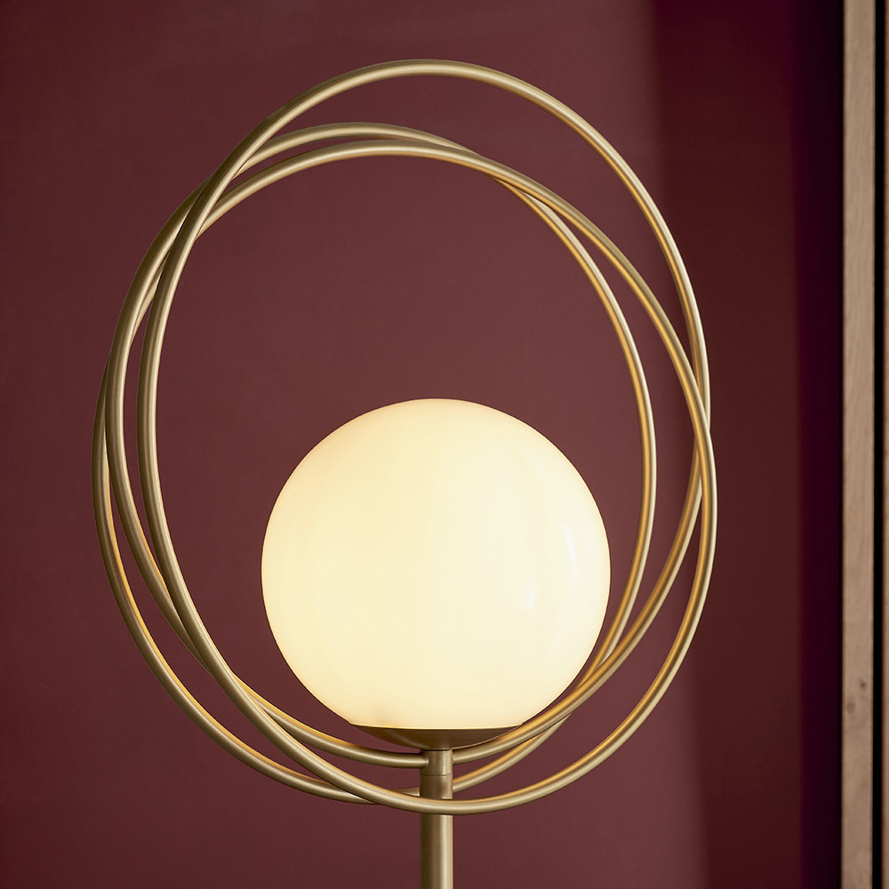 Merano Bergamo Gloss Opal Glass Shade Brushed Gold Floor Lamp Image 4