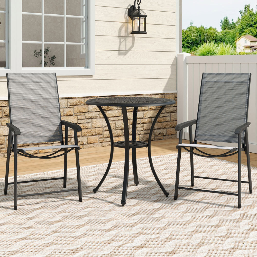 Living and Home 2 Seater Cast Aluminium Bistro Set Image 1