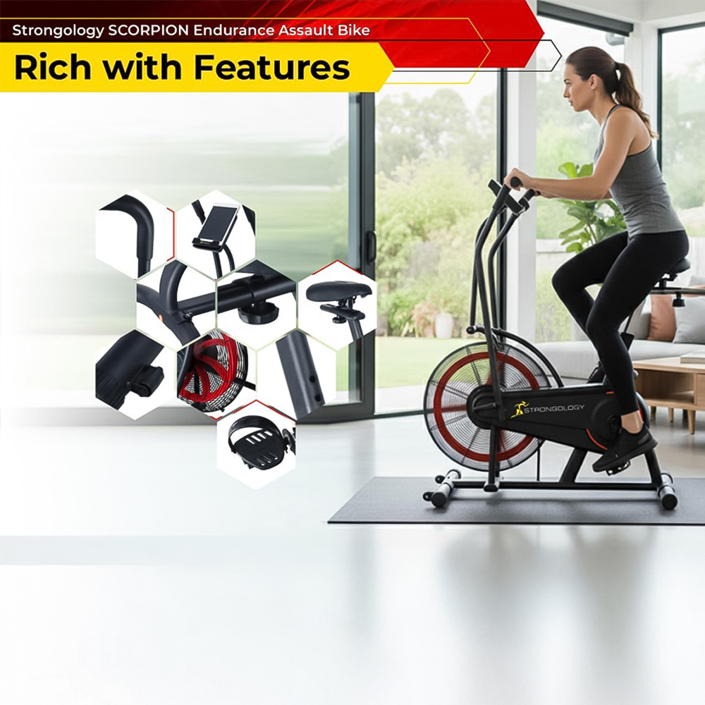Strongology Scorpion Compact Home Fitness Exercise Bike with LCD Display Image 6