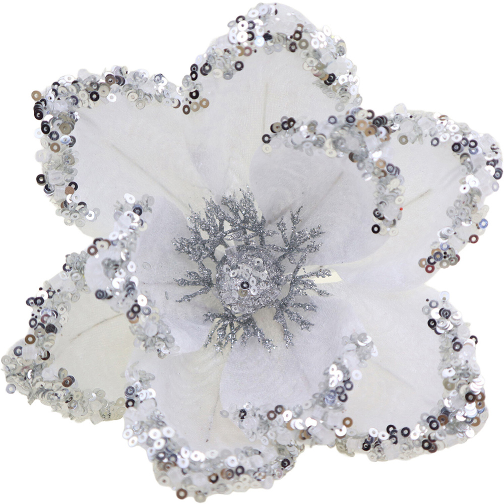 White and Silver Magnolia Clip Image 1