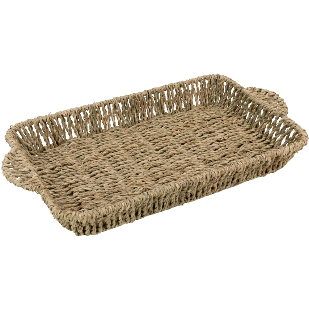 JVL Seagrass Rectangular Tray with Handles 6 Pack Image 3
