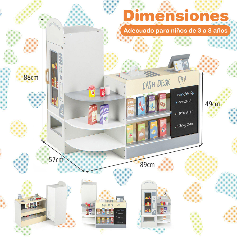 Costway Grey Kids Grocery Store Playset Image 9