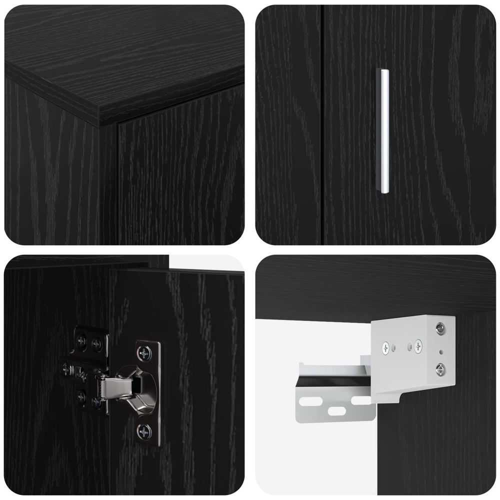 vidaXL Black Oak Wall Mounted 4 Piece TV Cabinet Set Image 9