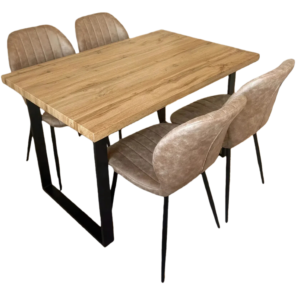 Indoor Living Colorado 4 Seater Tan Jaydn Leather Dining Table Set Image 2