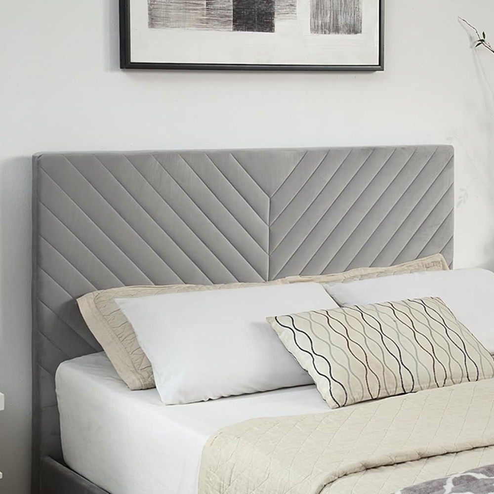 Home Treats King Size Grey Velvet Ottoman TV Bed Image 3