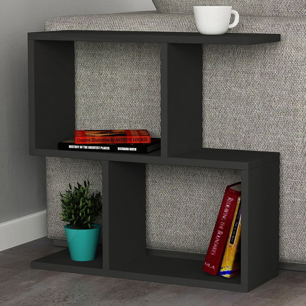 Decortie Homemania 4 Shelf Anthracite Wooden Side Table Image 1