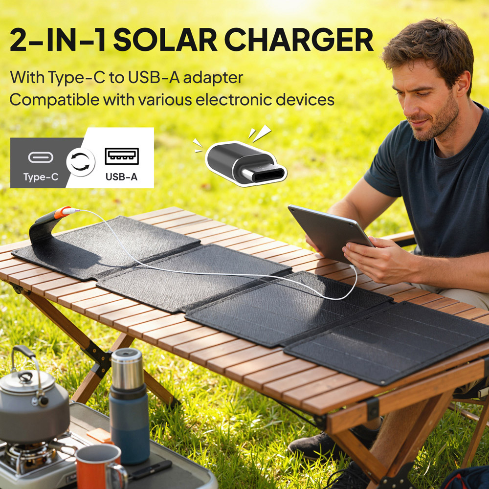 HOMCOM Type-C to USB-A Charging Port Portable Solar Panel 36W Image 8