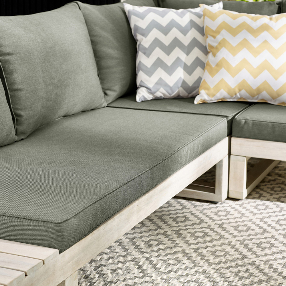 Furniturebox Sardinia 6 Seater Grey Limewash Wood Outdoor Sofa Set Image 4