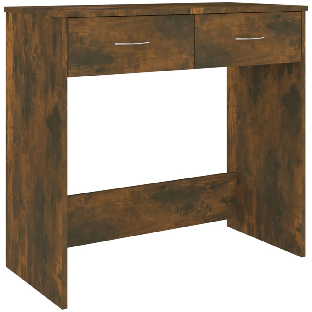 vidaXL 2 Drawer Study Desk Smoked Oak Image 2