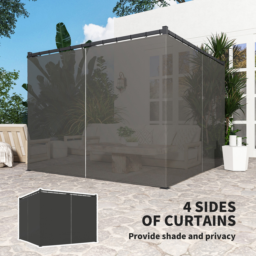 Outsunny 3 x 3m Charcoal Grey Pergola with Retractable Roof and Curtains Image 7