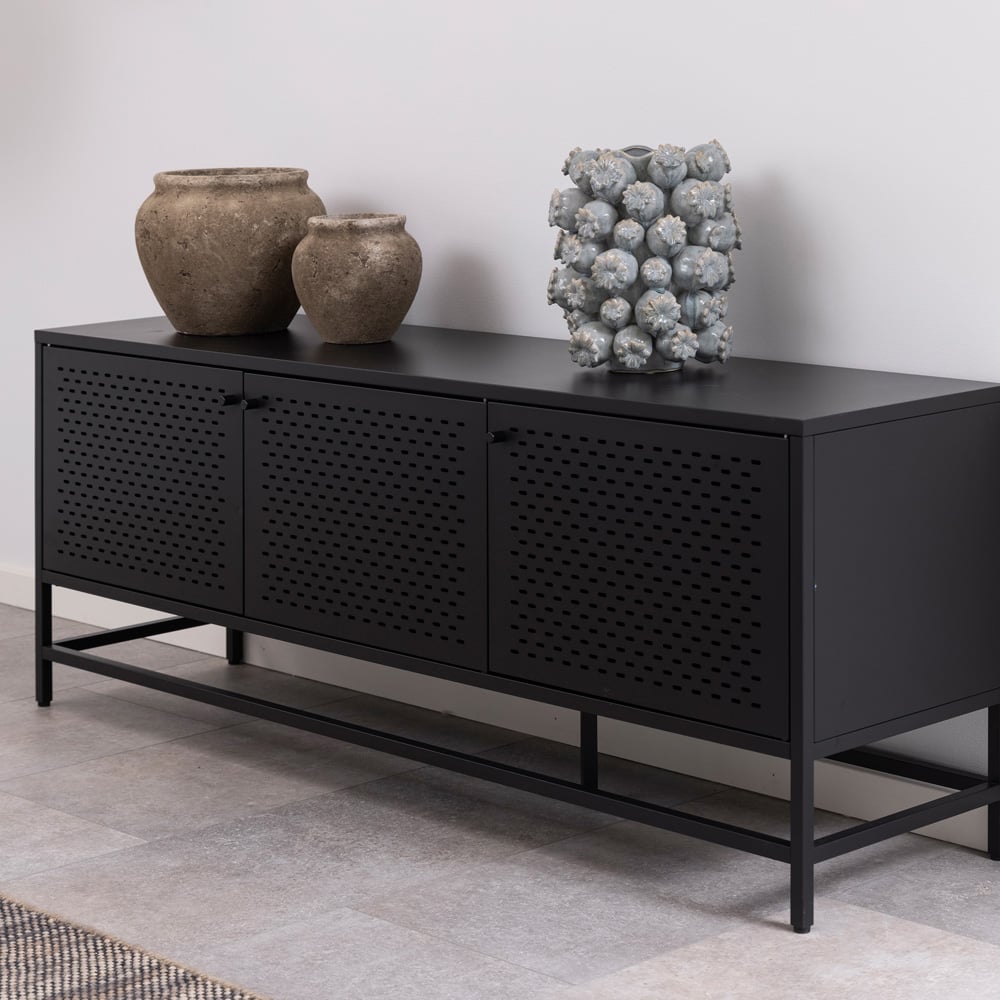 Florence Newcastle 3 Door Matt Black Sideboard Image 1