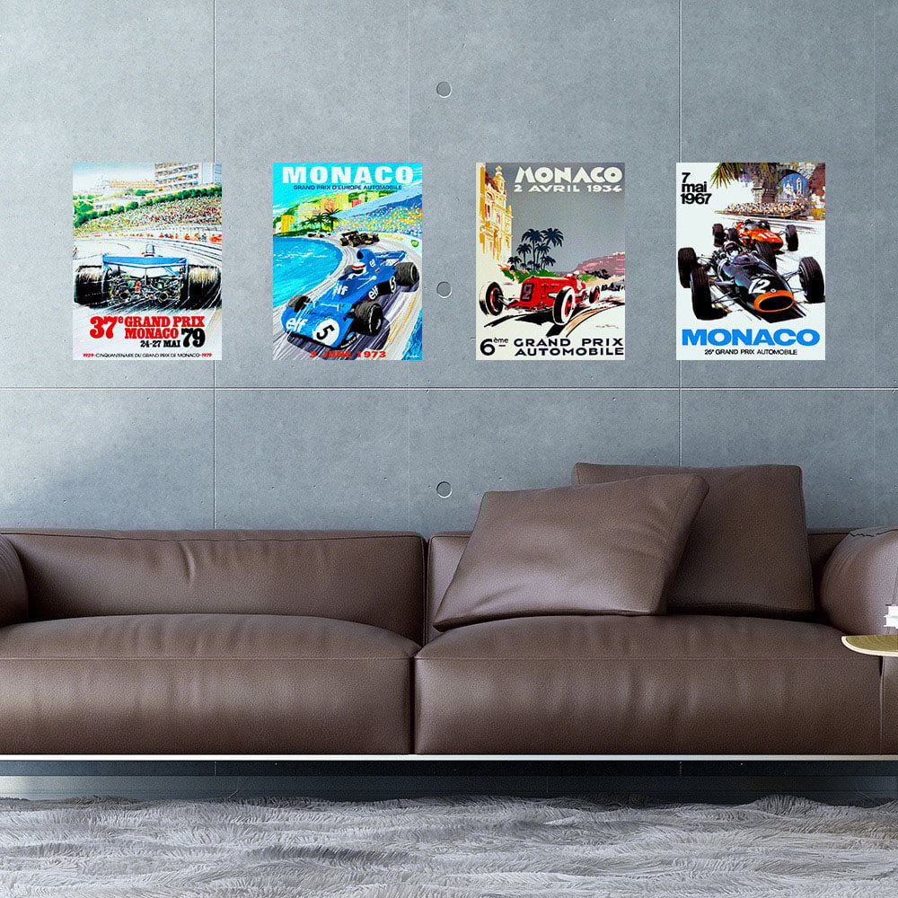 Artery8 Vintage Monaco Grand Prix Race Advert Motor Sport Wall Art Print 30 x 41cm 4 Pack Image 2