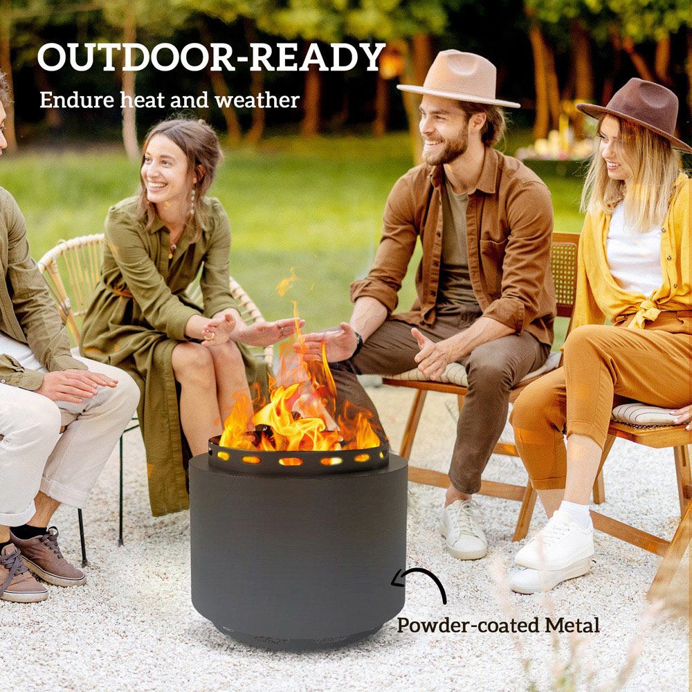 Outsunny Dark Grey Smokeless Wood Burning Metal Firepit Image 6