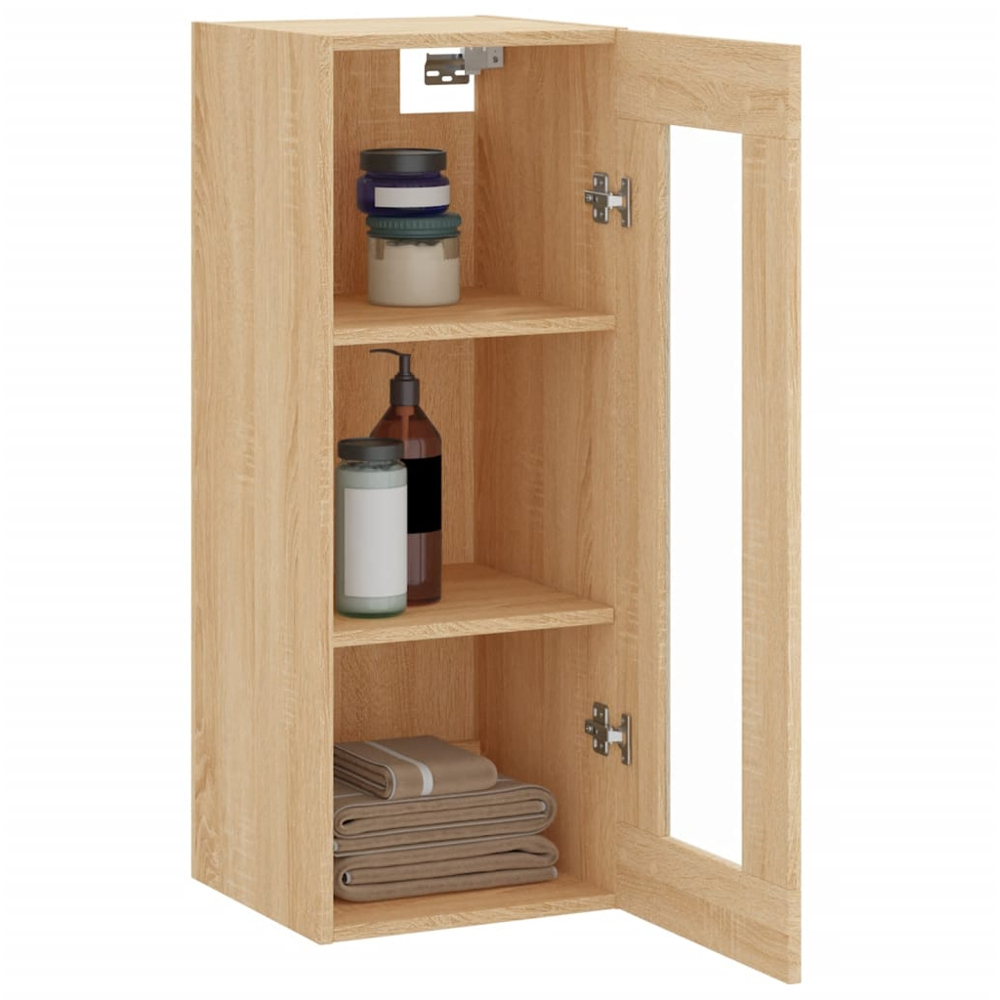 vidaXL Single Glass Door Sonoma Oak Wall Mounted Cabinet Image 5