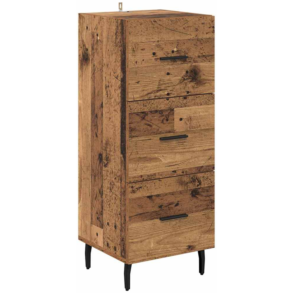 vidaXL Single Glass Door 3 Drawer Old Wood Slim Sideboard with Metal Legs Image 6