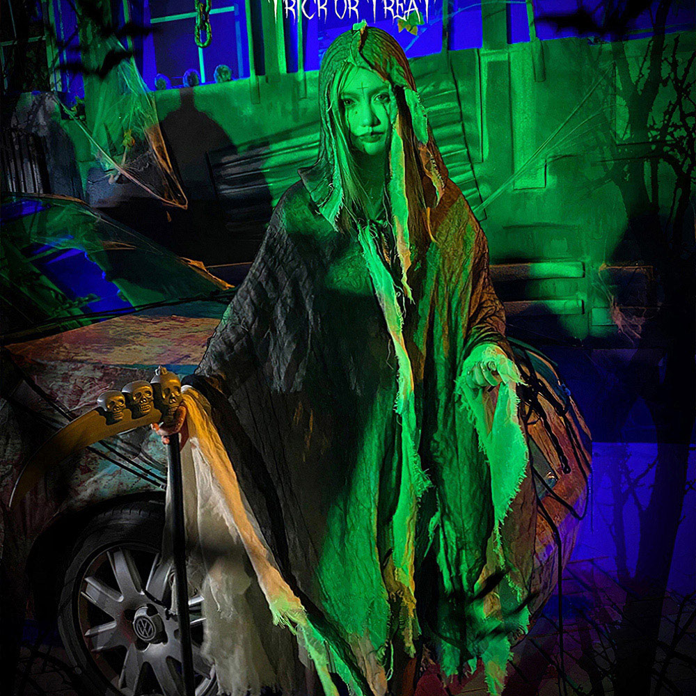 Living and Home Grey Halloween Costume Cosplay Skeleton Cloak 180cm Image 6