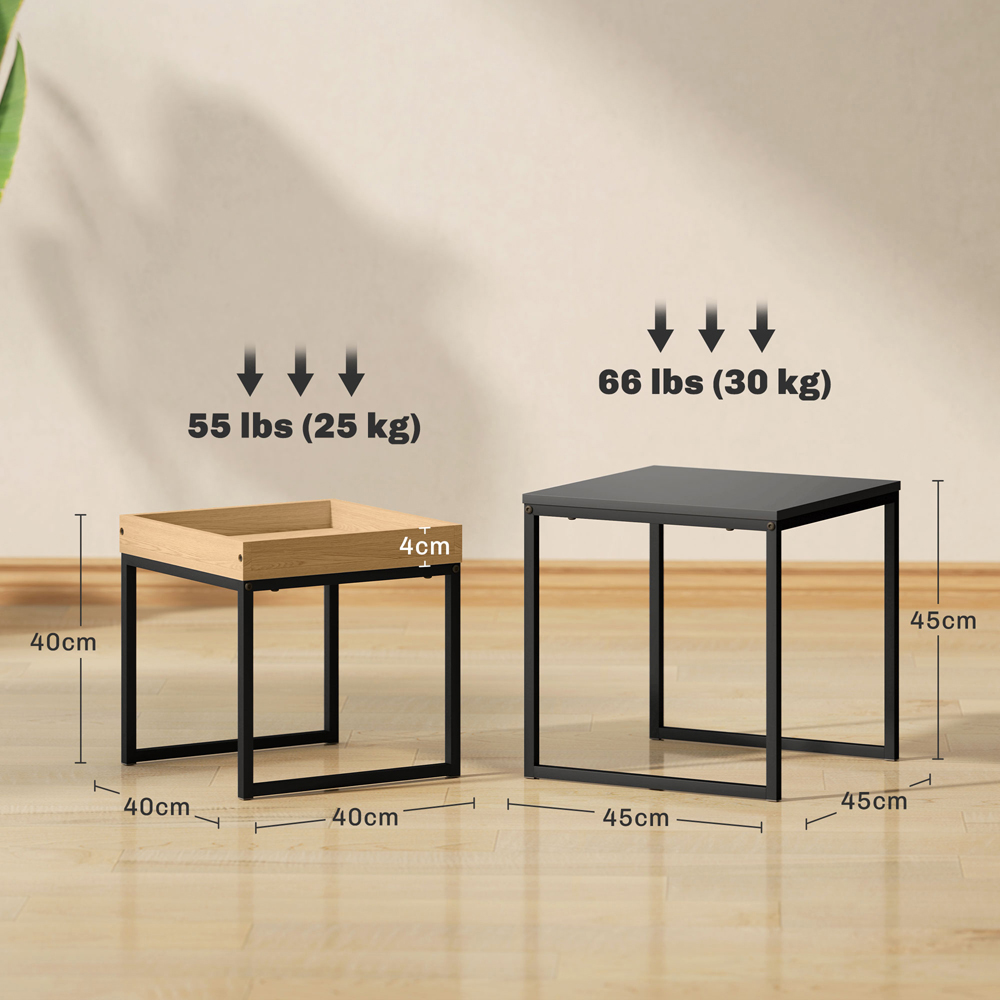 HOMCOM Black Nesting Coffee Table Set of 2 Image 9