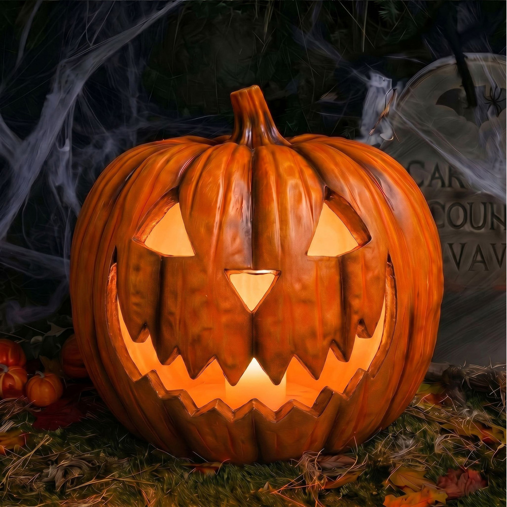 wilko Warm White LED Halloween Pumpkin Ornament 1.4ft Image 2