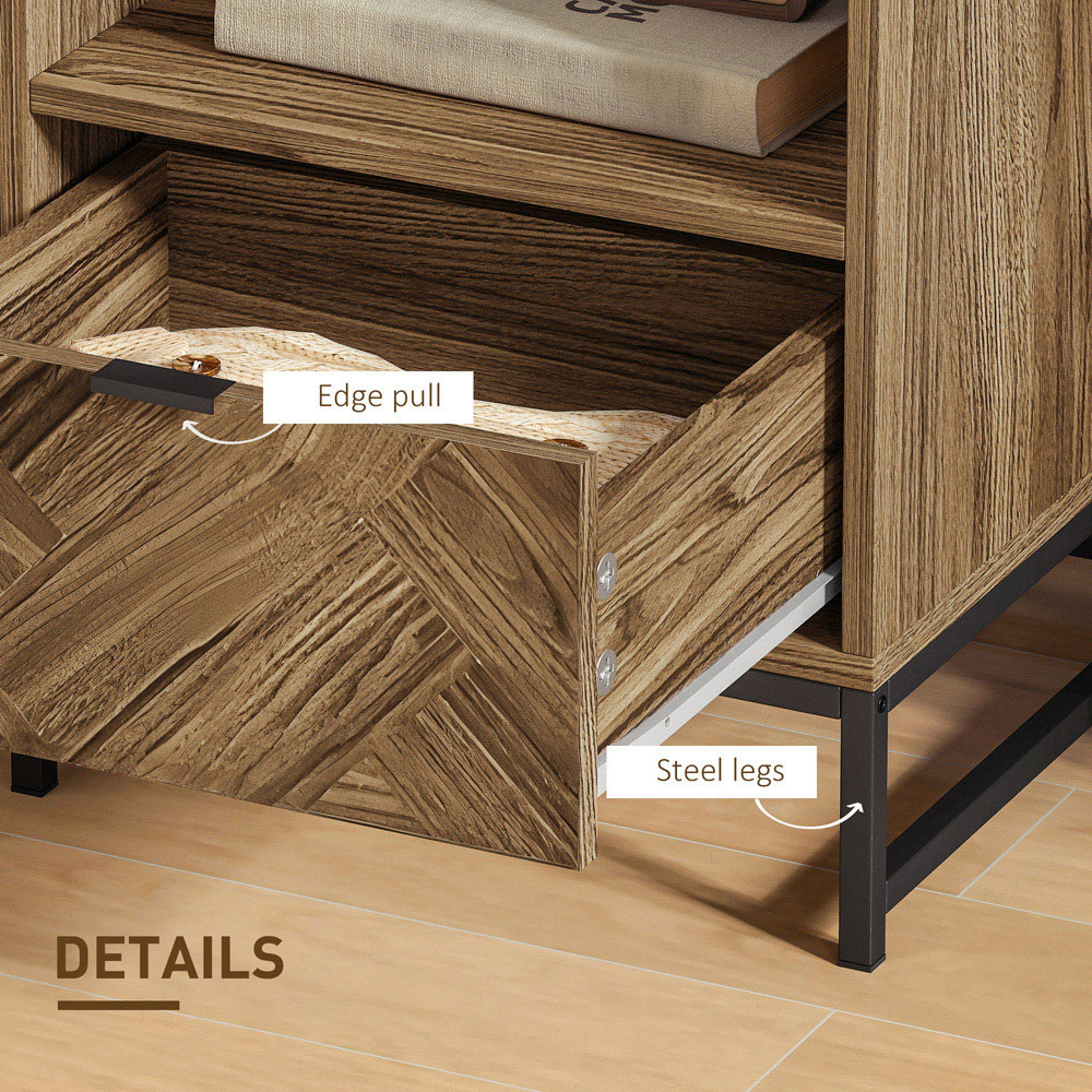 HOMCOM Single Drawer Single Shelf Brown Bedside Table Image 6
