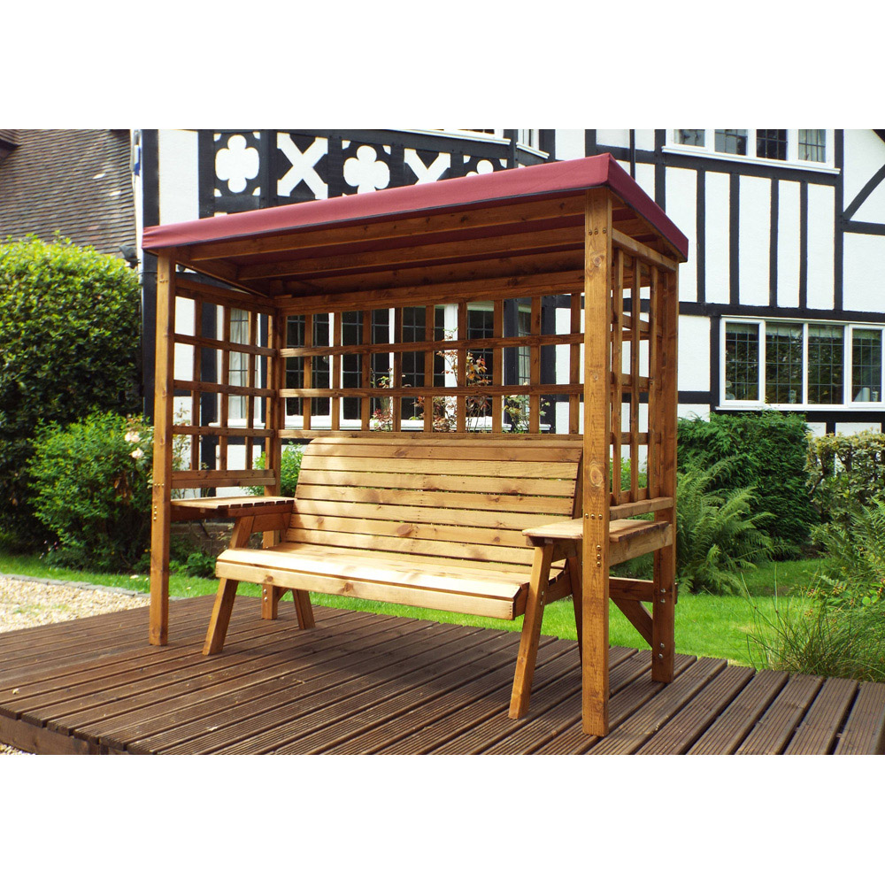 Charles Taylor Wentworth 3 Seater Arbour with Burgundy Roof Cover Image 5
