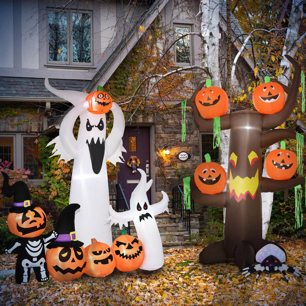HOMCOM Halloween Inflatable Scary Ghost with Pumpkin 6ft Image 6