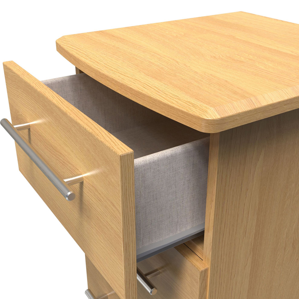 Crowndale Sherwood 3 Drawer Oak Bedside Cabinet Image 6