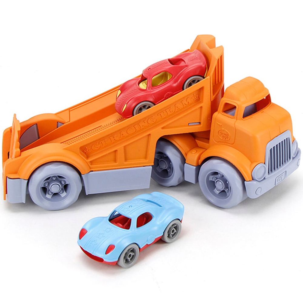 BigJigs Toys Green Toys Racing Truck and 2 Race Cars Image 5