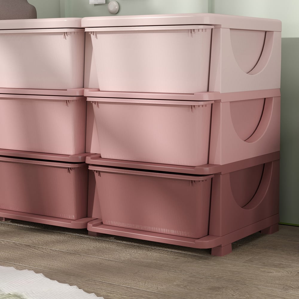 HOMCOM 9 Drawer Pink Kids Chest of Drawers Image 3