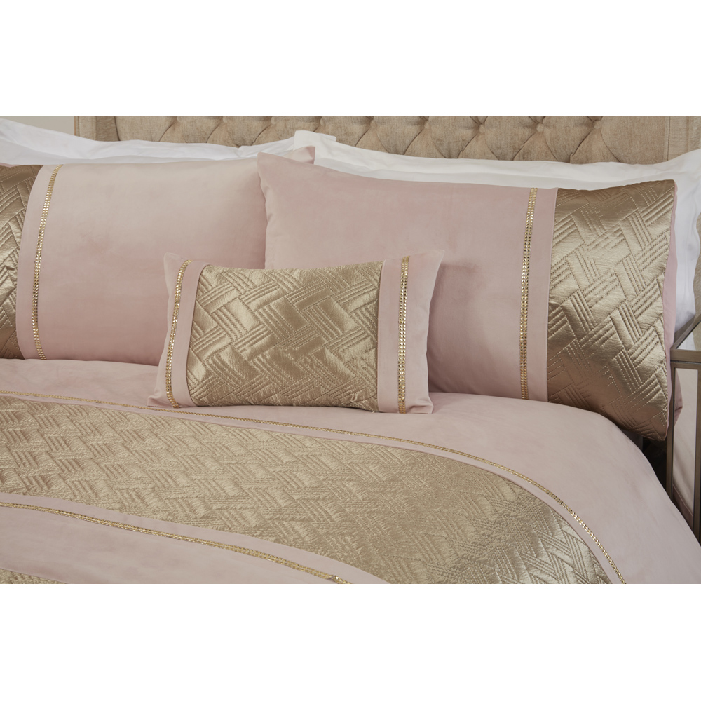 Rapport Home Capri Single Blush and Gold Velvet Duvet Set Image 2