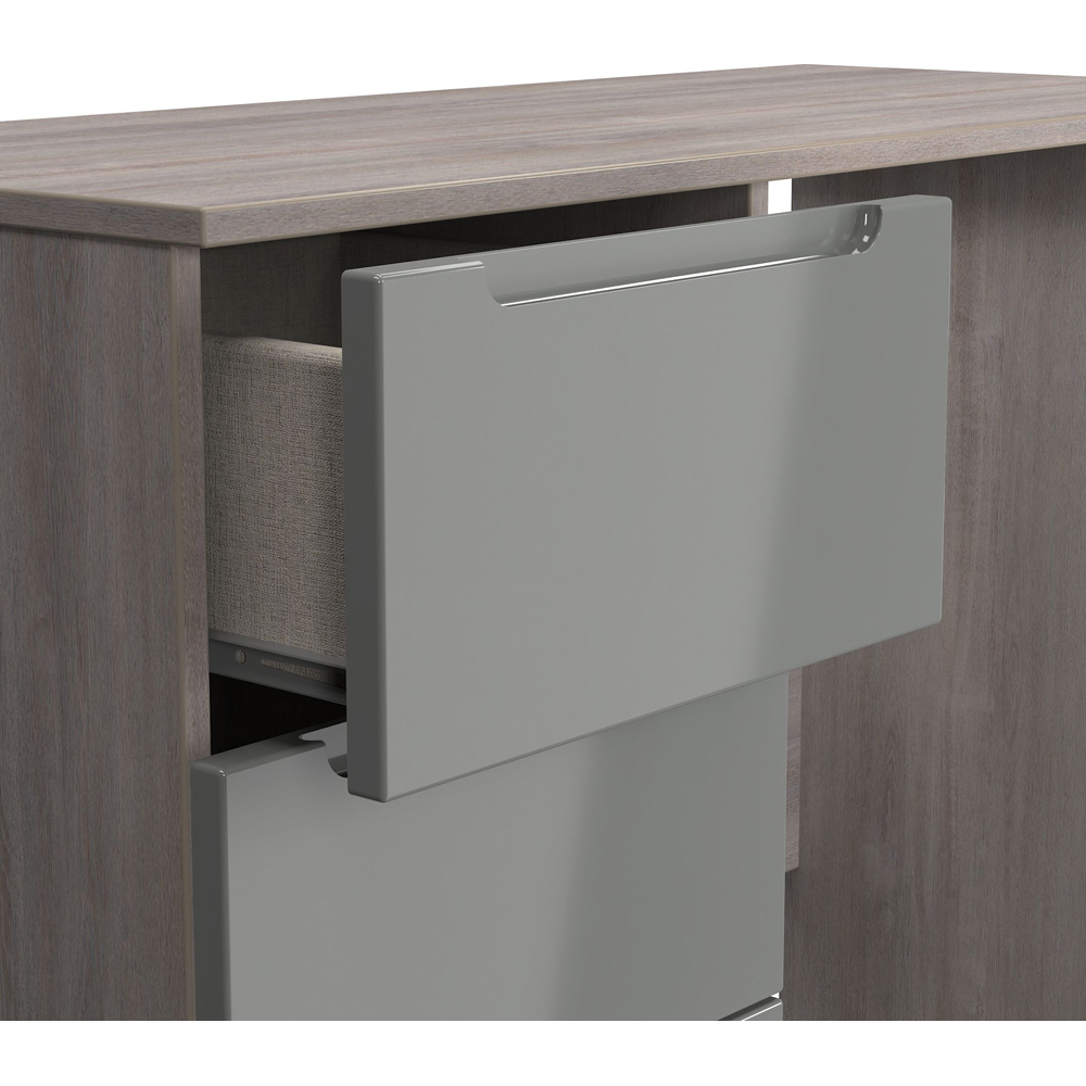 Crowndale Milan 3 Drawer Grey Gloss and Grey Oak Dressing Table Ready Assembled Image 6