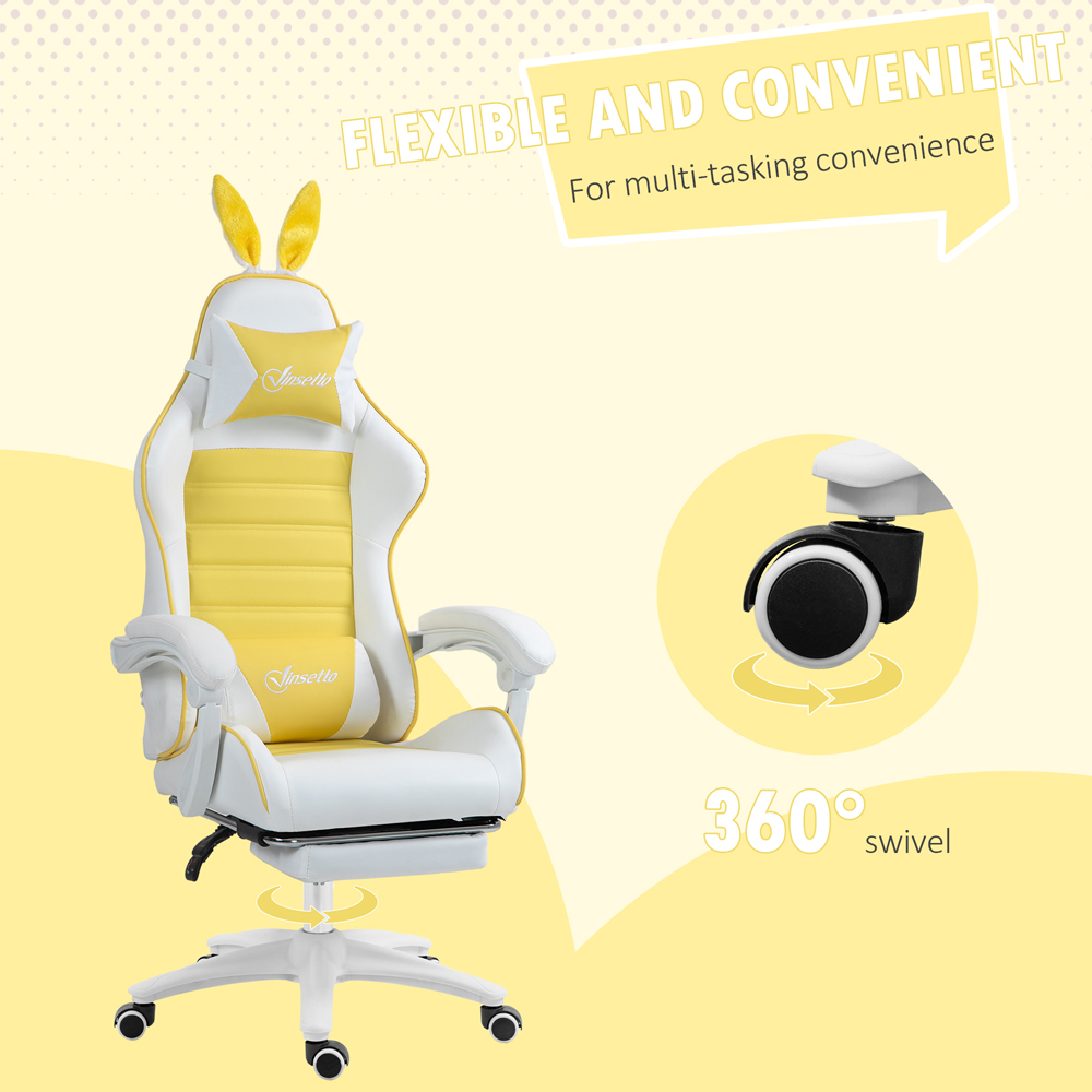 Portland Yellow Rabbit Ear Gaming Chair with Footrest Image 7