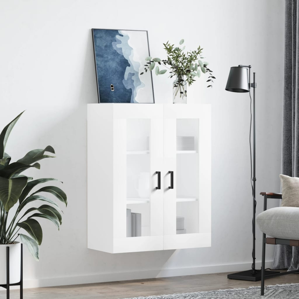 vidaXL 2 Glass Door White Wall Mounted Cabinet Image 9
