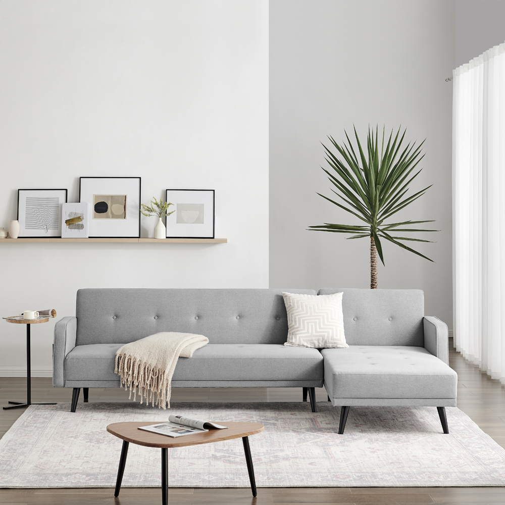Furniturebox Oliver 3 Seater Grey Left Hand Sofa Bed Image 6