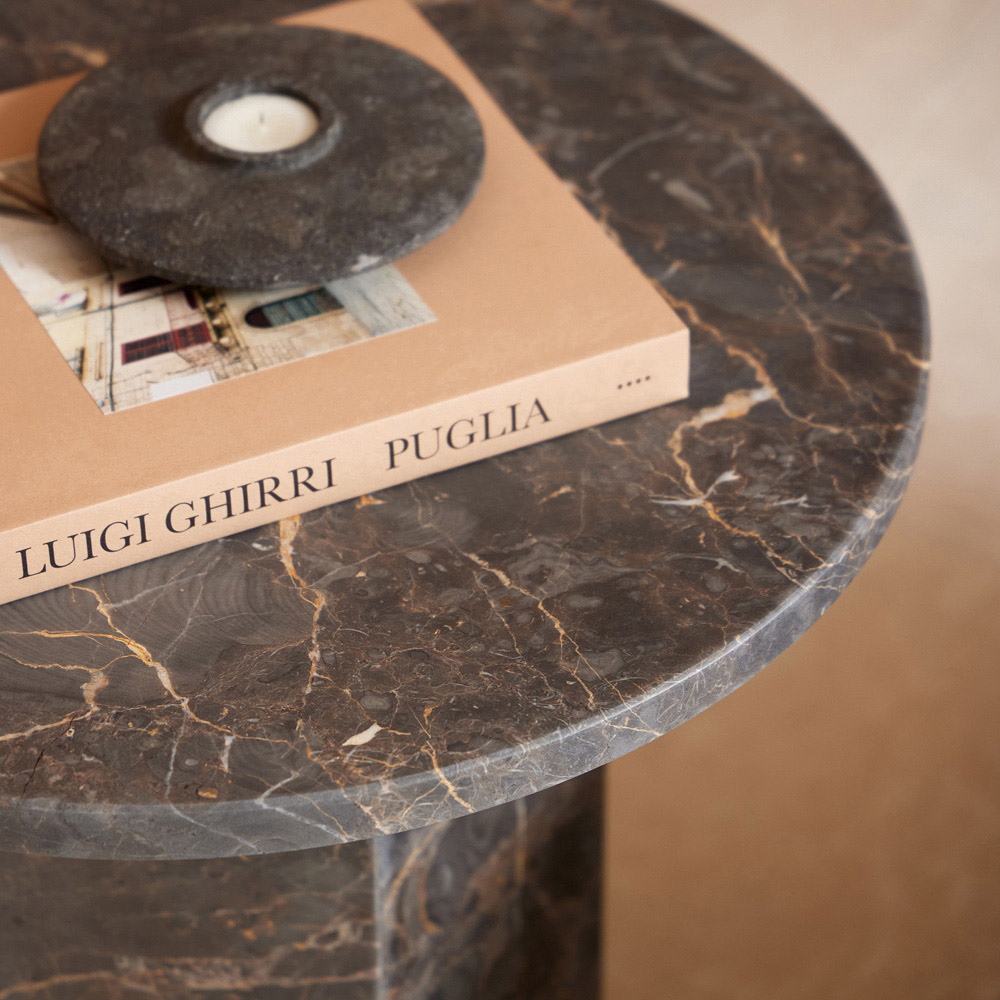 Florence Naxos Marron Marble Round Side Table Image 4