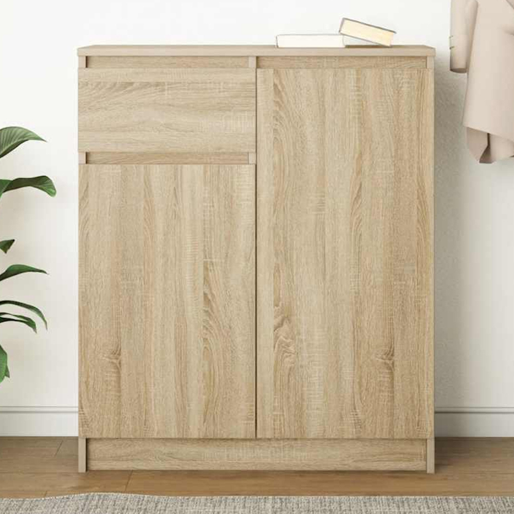 vidaXL 2 Door Single Drawer Sonoma Oak Sideboard Image 1