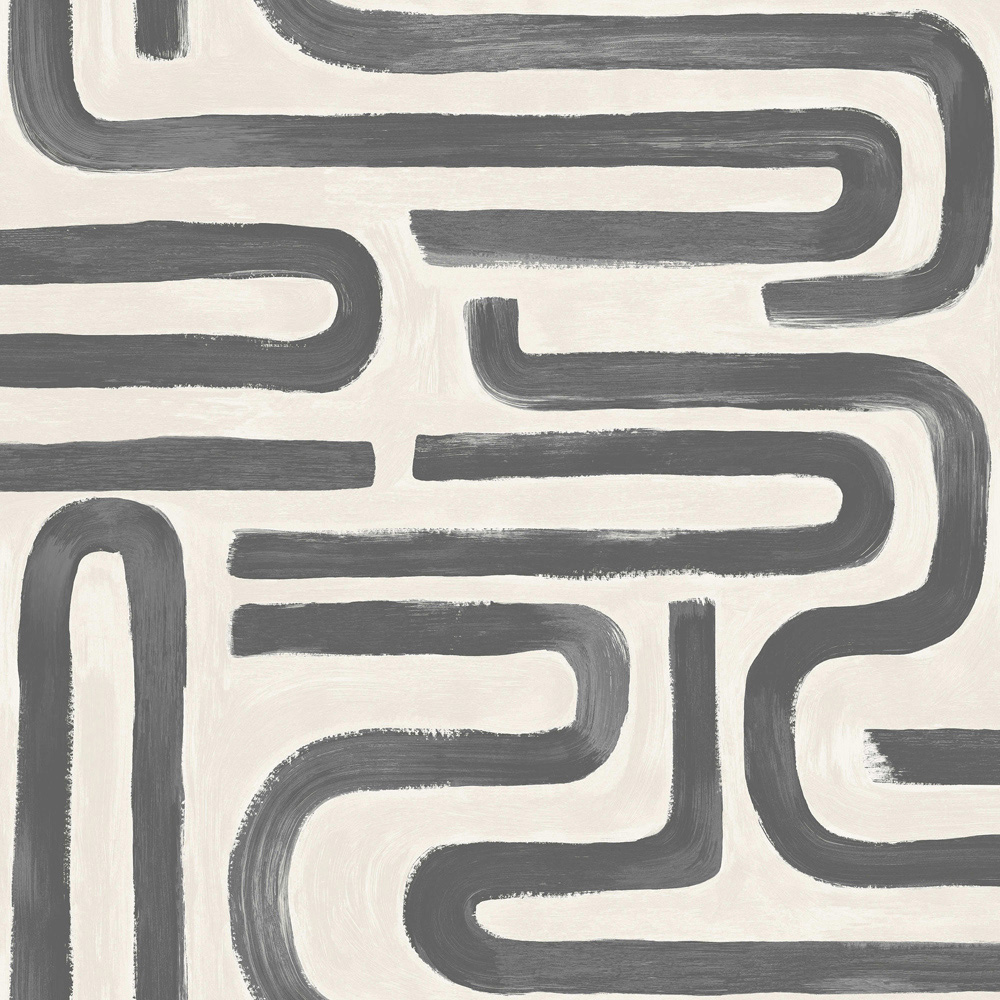 Holden Decor Brushed Geo Charcoal and Cream Wallpaper Image 1