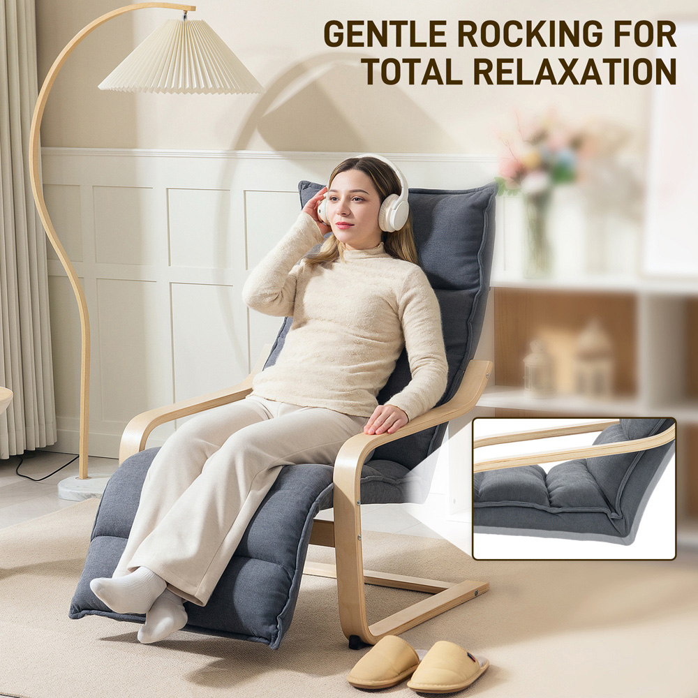 Portland Dark Grey Birch Wood Lounge Chair Image 8