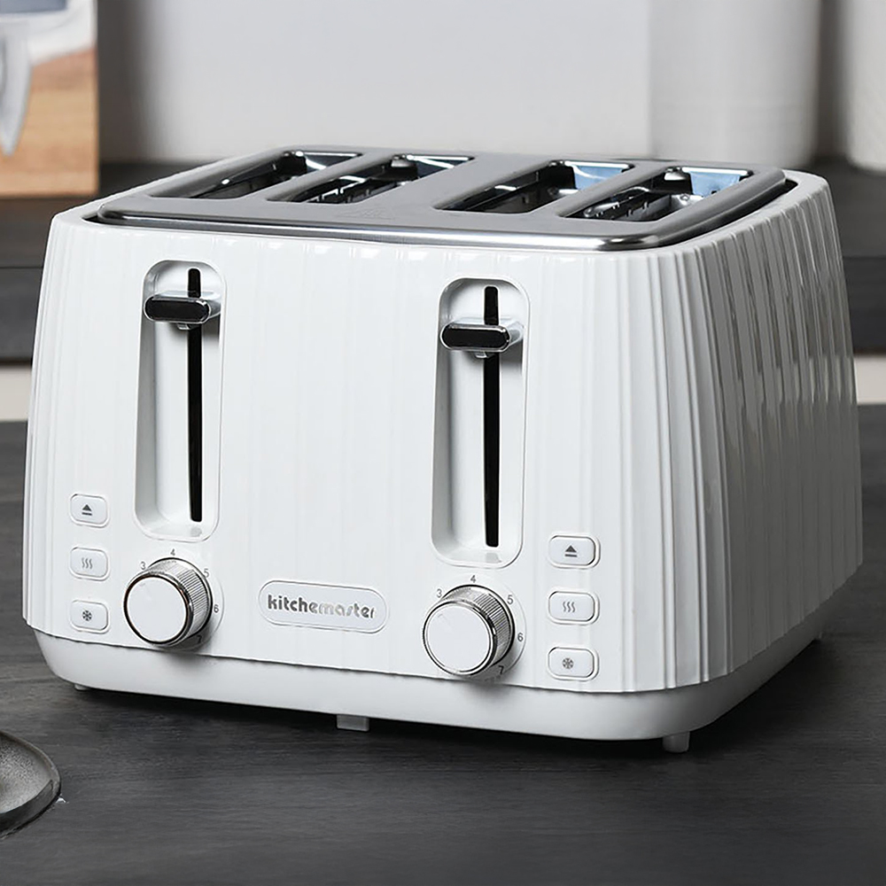 KitchenMaster Waterfall 4 Slice Toaster - White Image 2