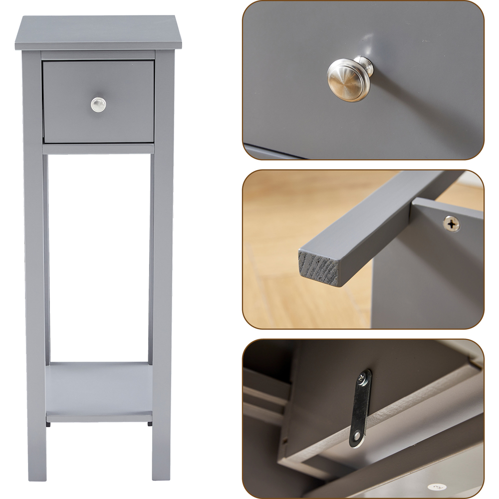 Brooklyn Amelia Single Drawer Single Shelf Grey Solid Wooden Bedside Table Image 5