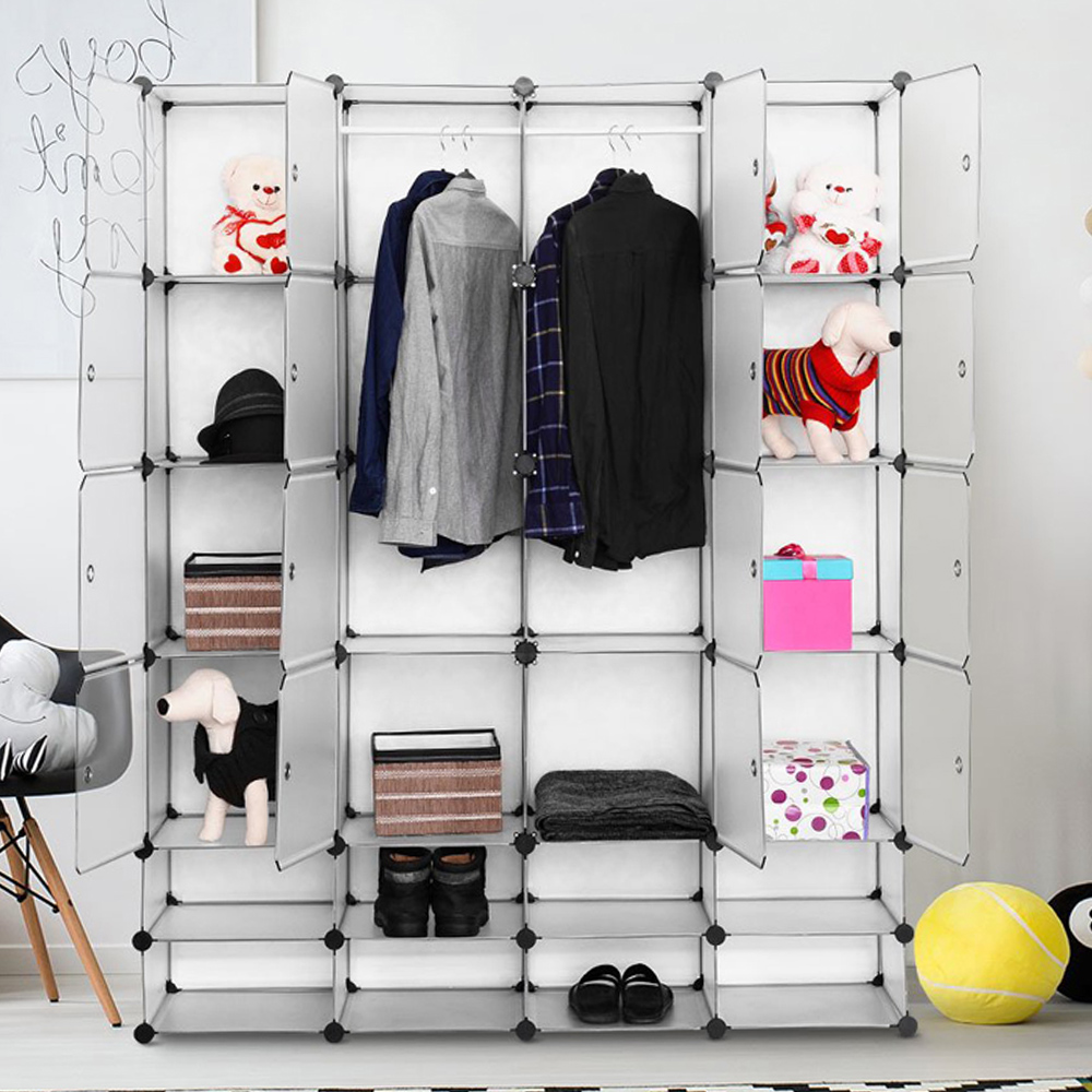 Costway 16 Cube Portable Wardrobe with Hanging Rods Image 1