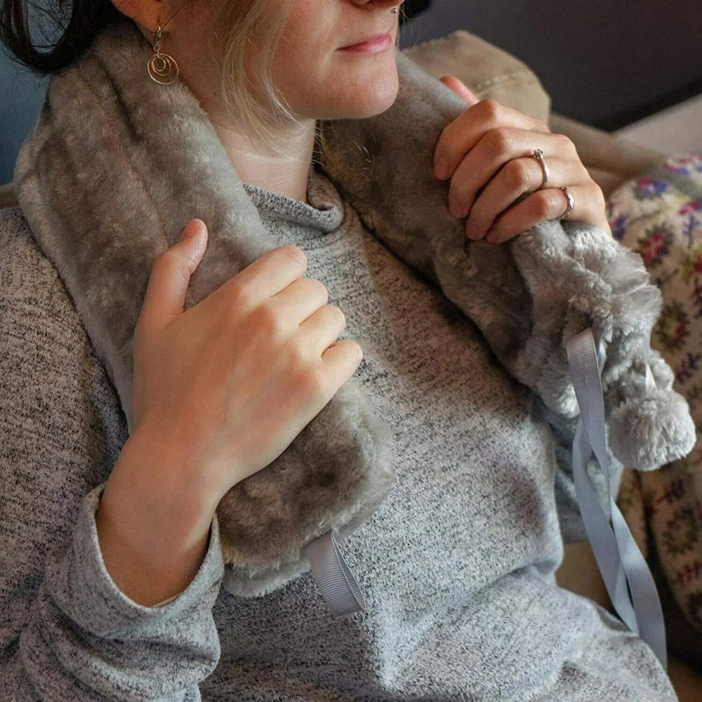 Marco Paul Grey Plush Cover Bed Warmer Hot Water Bottle 2L Image 2