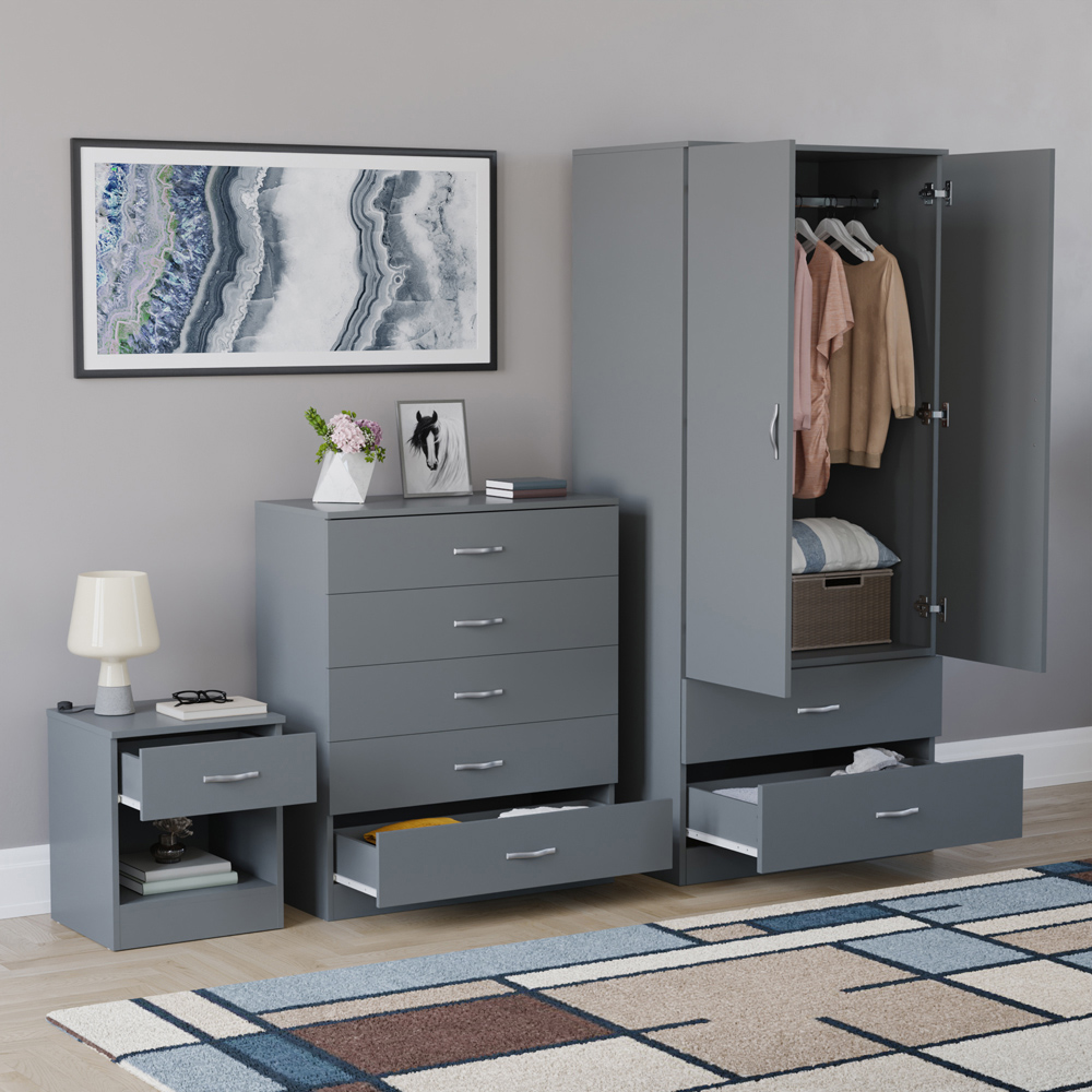 VIDA DESIGNS Riano Grey 3 Piece Bedroom Furniture Set Image 5