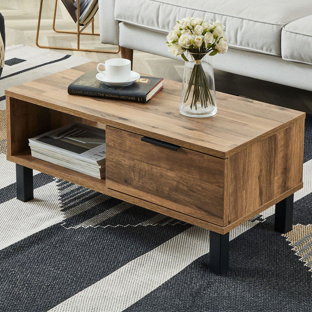 Hampshire Single Drawer Oak Coffee Table Image 1