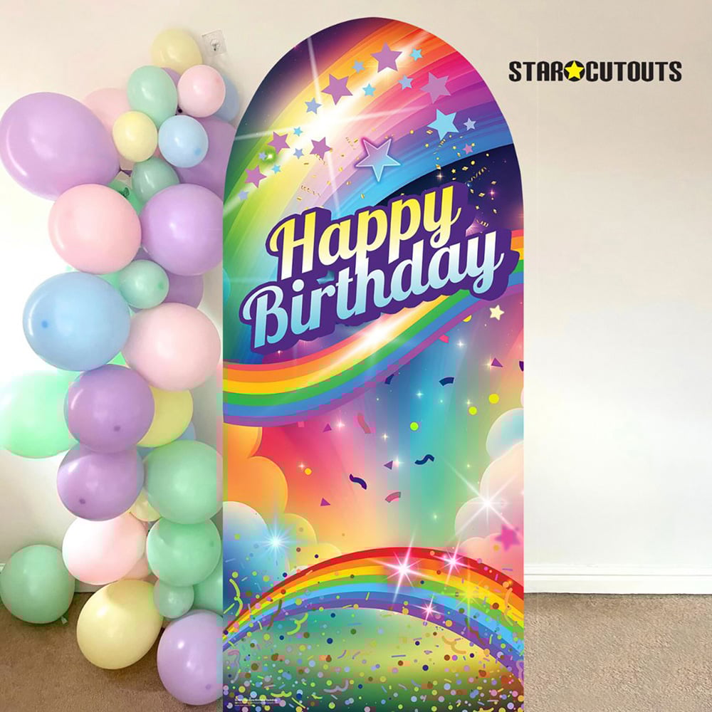 Star Cutouts Rainbow Birthday Backdrop Sailboard Cardboard Cutout 185 x 80cm Image 2