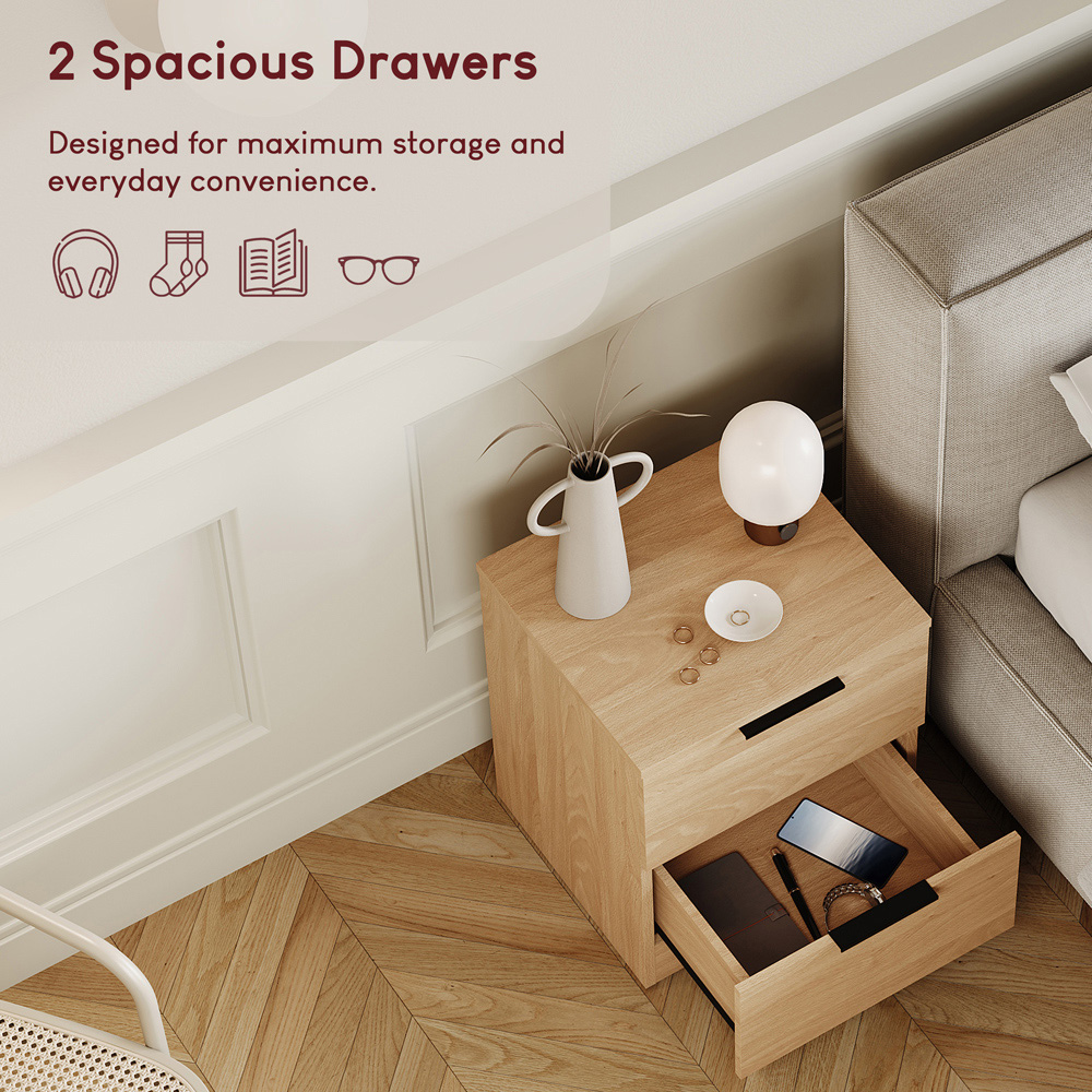 VIDA DESIGNS Trega 2 Drawer Pine Bedside Cabinet Set of 2 Image 5