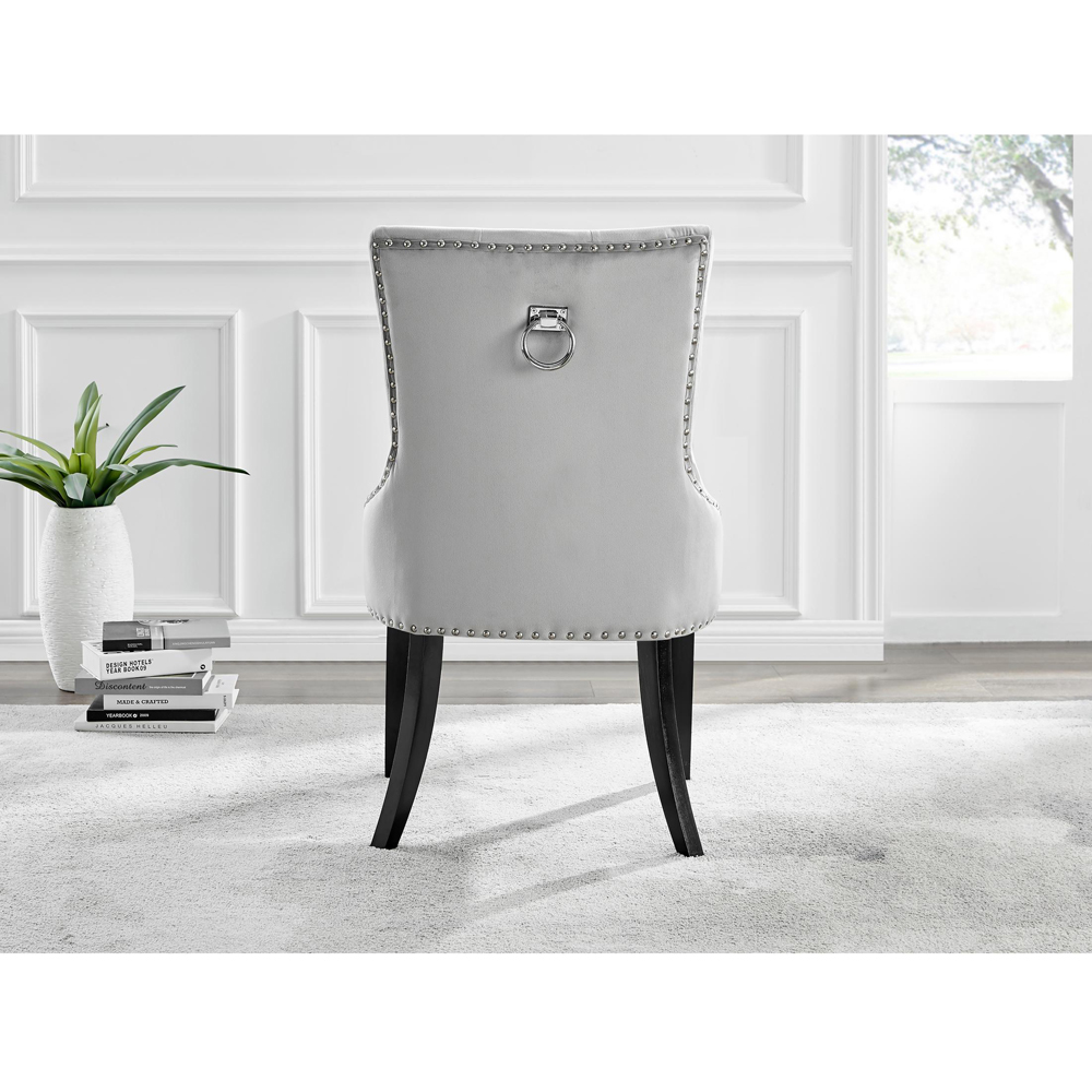 Furniturebox Kennsington Set of 2 Grey Velvet Knockerback Dining Chair Image 8