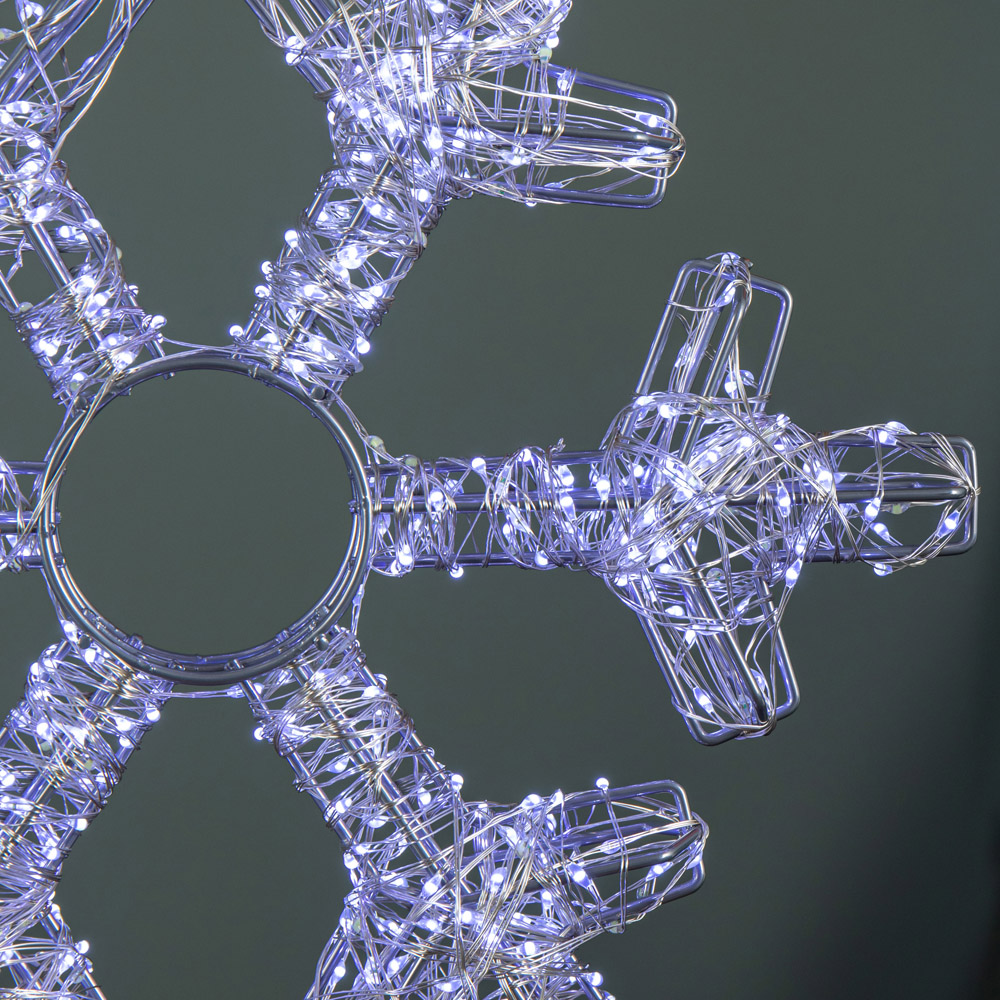 Samuel Alexander 720 White LED Light-Up Twinkling Silver Christmas Snowflake with Metal Stand 45cm Image 4