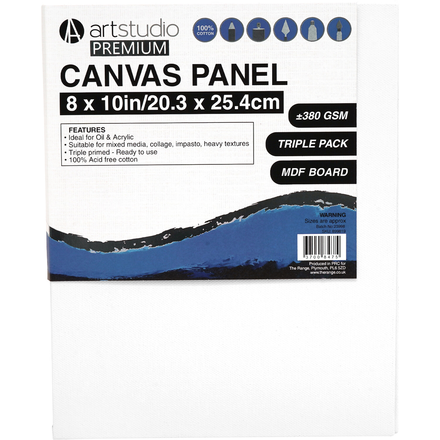 Art Studio Premium Canvas Panel 20.3 x 25.4cm 3 Pack Image 1