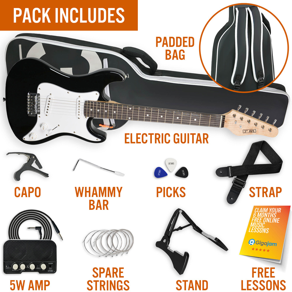 3rd Avenue Black 3/4 Size Electric Set Image 5